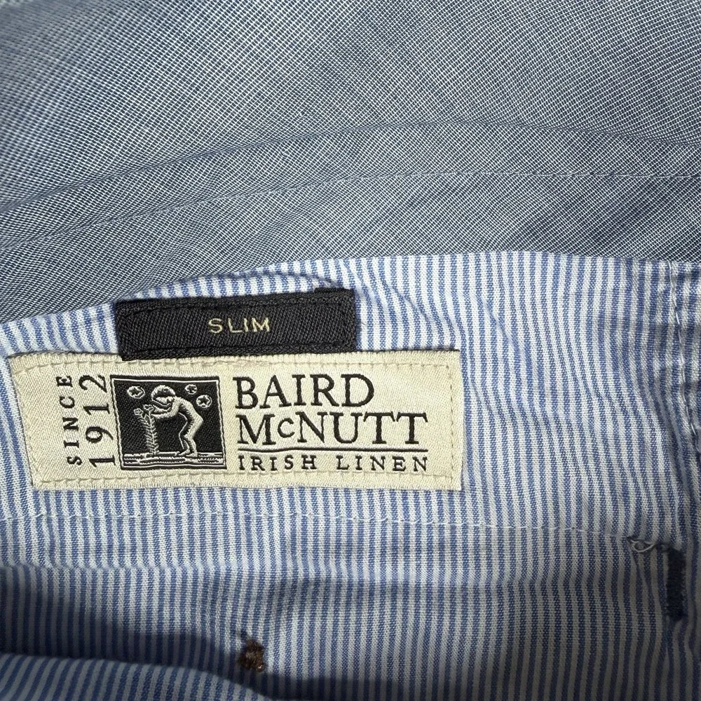 J.Crew Bowery Slim Fit Baird McNutt Irish Linen Pants Men 34x34(31) Blue Preppy